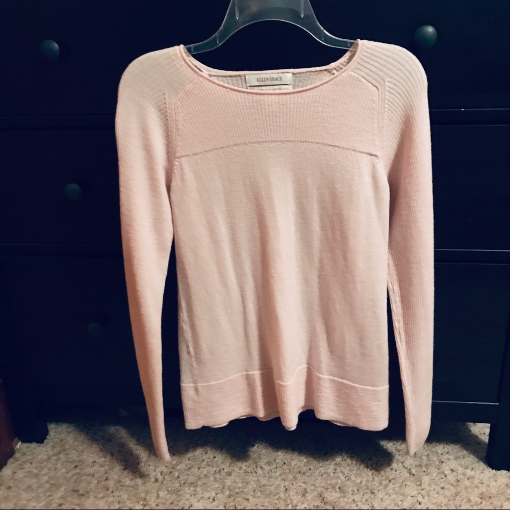 Ellen Tracy, Pink Sweater, Merino Wool, M, L.